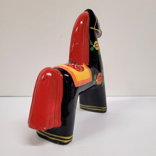 Arte popular ruso negro caballo de madera pintado a mano similar al caballo Dala 8 pulgadas - Imagen 3 de 7
