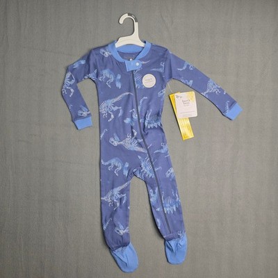Burts Bees Dinosaur Print Footie Zip-Up One Piece PJ's Organic Cotton 18 months