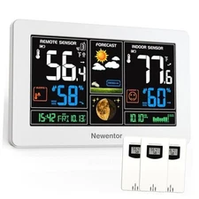  Weather Station Wireless Indoor Outdoor Thermometer, Color White with 3 sensor