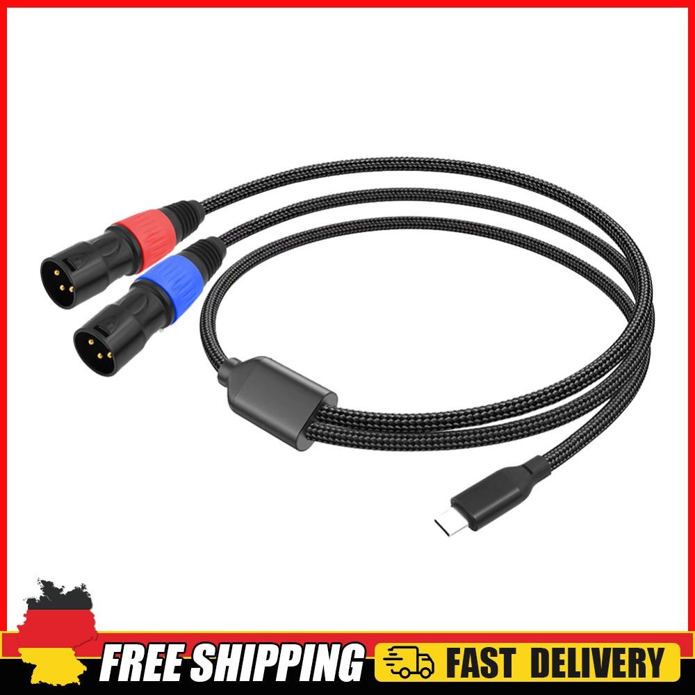 USB C to Dual XLR Male Stereo Audio Cable 24BIT 192KHZ for Phone Laptop (2M)