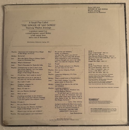 Waylon Jennings-Singer of Sad Songs “Sealed” 1970 RCA Dynagroove-NEW Old Stock- - Picture 2 of 5