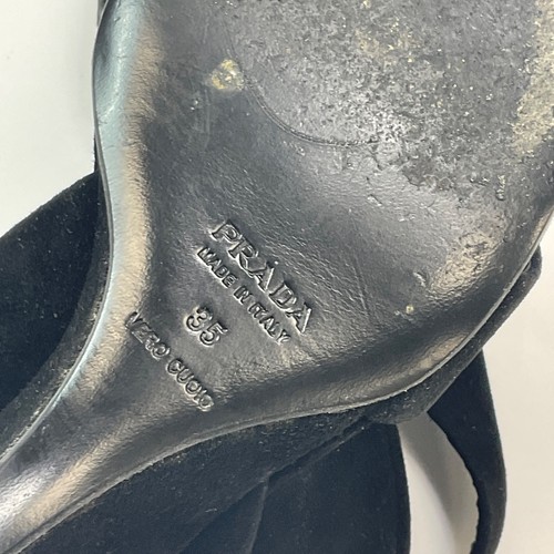 Prada Vero Cuoio Wedges Slingback Strappy Heels - Black Suede - Size 35 - UK 2.5 - Picture 13 of 16