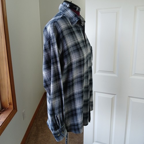 Camisa BTC Para Hombres Gris Franela a Cuadros Abotonada M Reparada Algodón Manga Larga Cálida - Imagen 5 de 15
