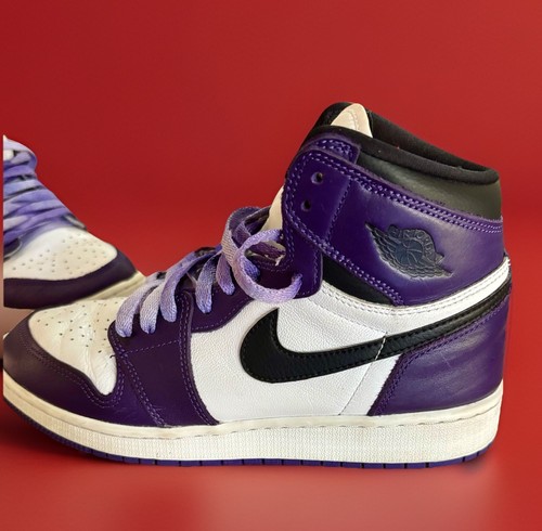 Air Jordan lila/weiß Leder Jordan 1 Retro High Court Sneaker Größe 6,5Y 😎 - Bild 1 von 10