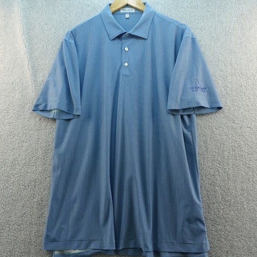 Peter Millar Summer Comfort Men's L Blue Geometric Golf Polo Shirt Performance - Picture 3 of 7