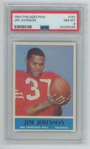 1964 Philadelphia Football JIMMY JOHNSON #161 HOF PSA 8 NM-Mint