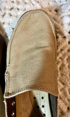 Crocs Walk 11270 Canvas Slip On Mens Boat Shoes Loafers Tan Khaki Size M10 - Picture 4 of 6