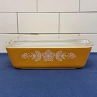 Pyrex Butterfly Gold 0503 Lidded Refrigerator Dish 1.5 Qt Vintage 1970s MCM