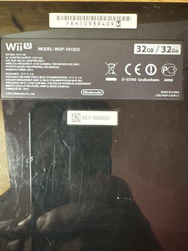 Console Nintendo Wii U Game pad Câbles PAL 32Go Noir Testé Et Fonctionnelle - Imagen 15 de 20