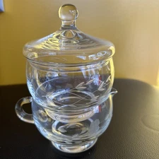 Princess House Heritage Stacking  Creamer & Sugar Bowl w/Lid, #466, Preowned 