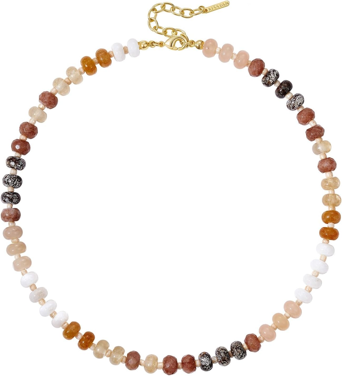 Beaded Necklaces for Women, Colorful Gemstone Bead Boho Choker, Natural Stone Ha