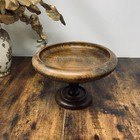 Antique Turned Wood Oak Pedestal  Wooden Plant Stand Fruit Plate Antique