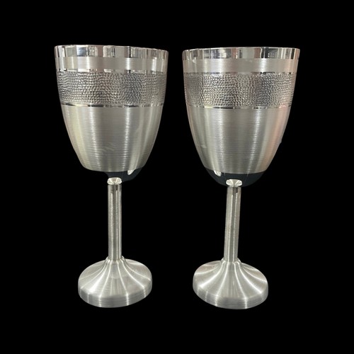 999 reines Silber gepunzt Designer Weinglas Set - Stil #02 - Bild 7 von 11