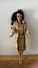 Vintage 1960's Barbie Doll By Mattel Brunette Doll  Gold Brocade Dress - Japan