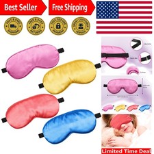 Luxurious 4 Pcs Silk Sleep Masks: Adjustable, Light-Blocking Comfort in 4 Colors