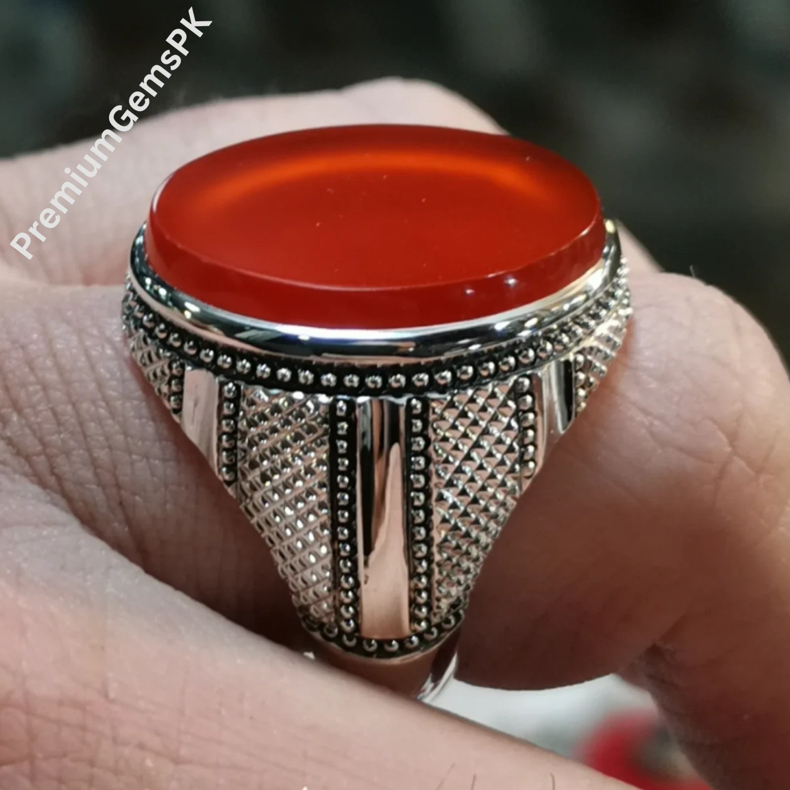 100% Natural Brown Yamani Aqeek/Akeek Ring, Sterling Silver 925 Handmade Ring