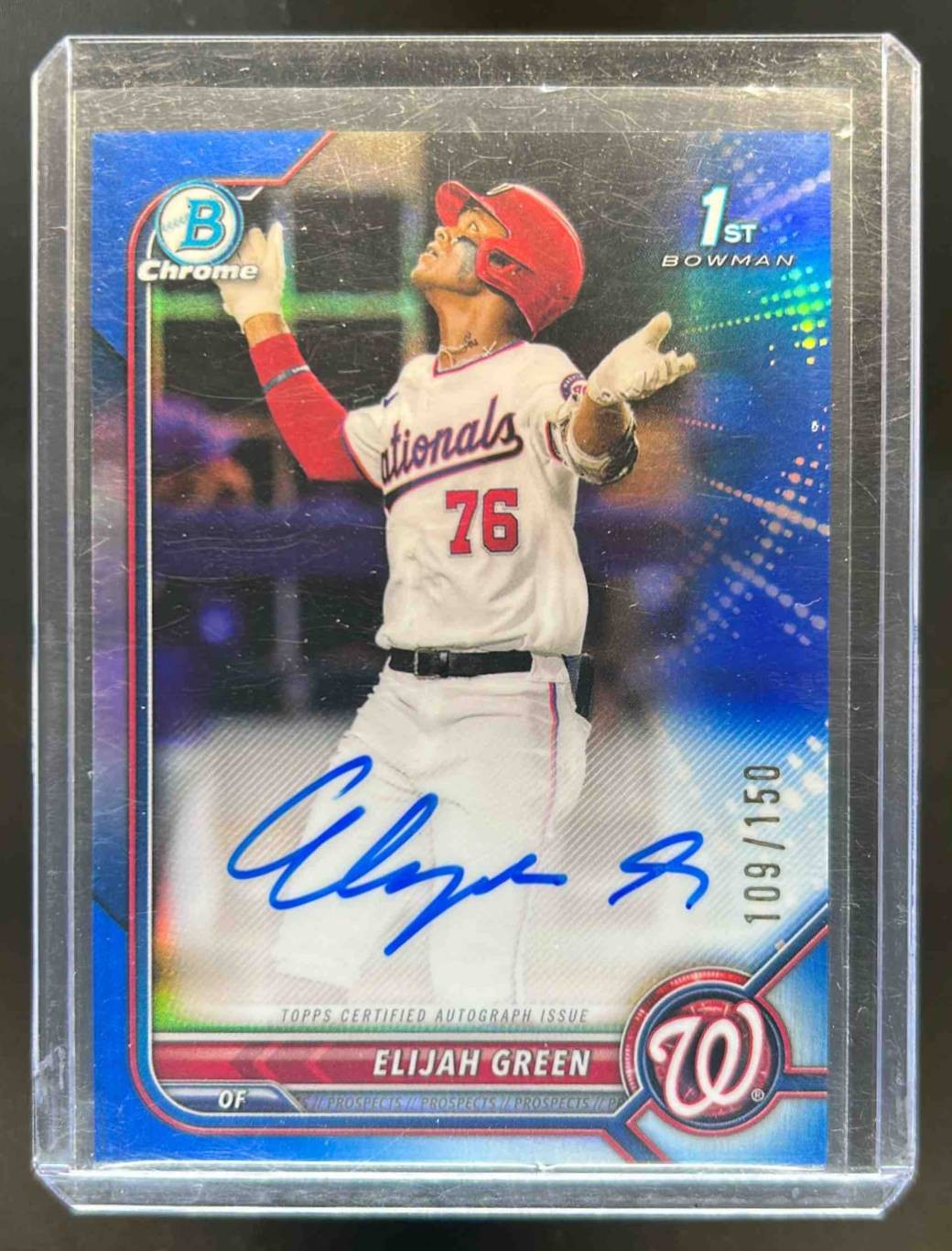 2022 Bowman Draft Elijah Green Chrome Pick Auto Blue 1st #109/150