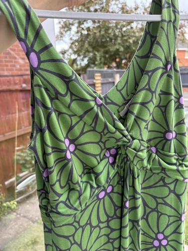 Boden Green Floral Maxi Dress Size 14R Sleeveless Stretch - Picture 5 of 10