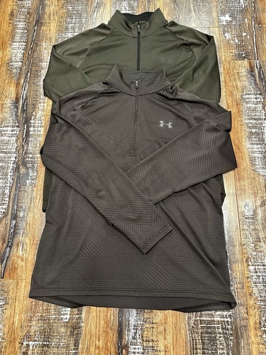 Men Under Armour Quarter Zip Shirt LOT OF 2 L Lightweight Heat Gear threadborne