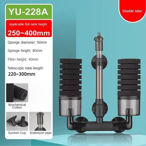 Black Sponge Filters Double Head Biochemical Sponge Filter Aquarium - Photo 13/16