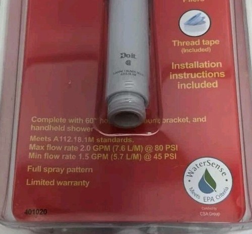 KIT DOCCIA PORTATILE DOIT #430730 COMPLETO DI TUBO 60", STAFFA MONTAGGIO A PARETE + - Foto 3 di 8