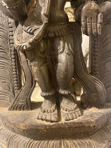 Antiguo Sur de la India Carro Madera Tallada Diosa Hindú Figura Panel Figura Antigua - Imagen 5 de 11
