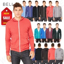 Bella + Canvas 3939 Unisex Long Sleeve Triblend Full Zip Lightweight Hoodie