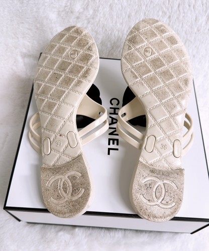 CHANEL Camellia Slide Sandals Ivory Size 36 - Picture 5 of 8