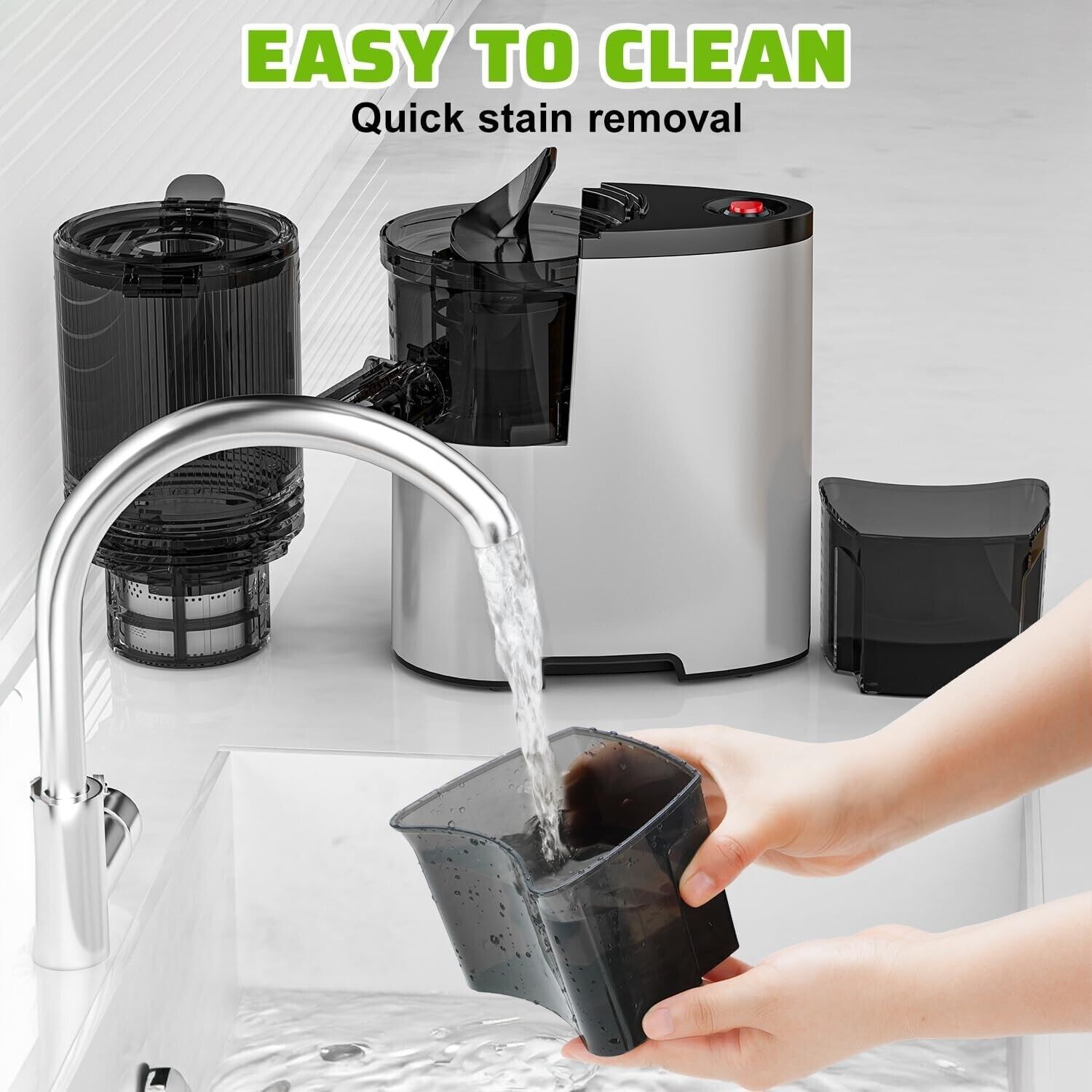 Light Gray Cold Press Juicer with 5.4″ Feed Chute – 400W Nutrient Extractor