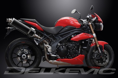 Triumph Speed Triple 1050 2011-2014 Kit de silenciador de escape de carbono ovalado de 18" sin cordones - Imagen 4 de 5
