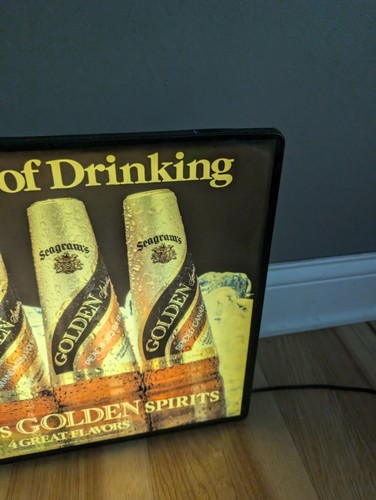 Vintage Seagrams Golden Spirits Lighted Beer Bar Liquor Sign Advertising - Picture 4 of 10