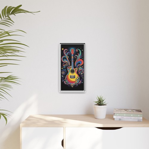 Colorful Guitar Art Print, Framed Matte Canvas Wall Decor, Music Lover Gift, - Picture 8 of 13