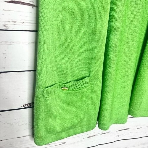 St. John Collection Lime Green Santana Knit Open Front Cardigan Size Medium - Picture 7 of 9