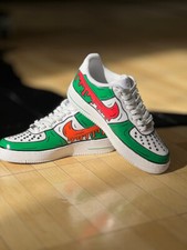 Air Force 1 Custom Cartoon Retro Comic Graffiti White Green Red Orange Swooshes