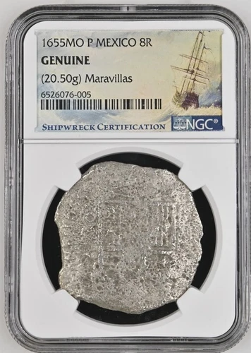 1655 P MEXICO 8 REALES MARAVILLAS SHIPWRECK NGC GENUINE