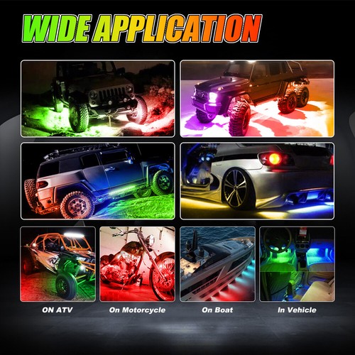 AUXBEAM RGB LED Strip Under Car Truck Underglow Underbody System Neon Light Kit - Picture 12 of 12