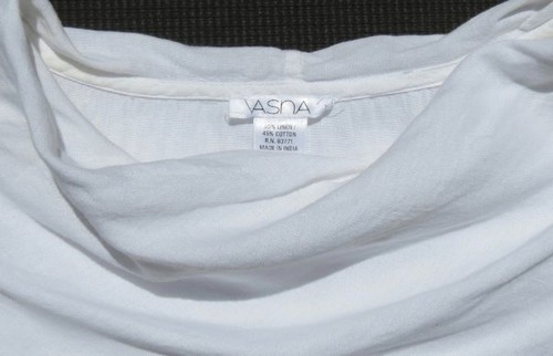 VASNA US size M White Linen Cotton Lagenlook Cowl Neck Tunic Shirt Dress as is - Picture 7 of 7