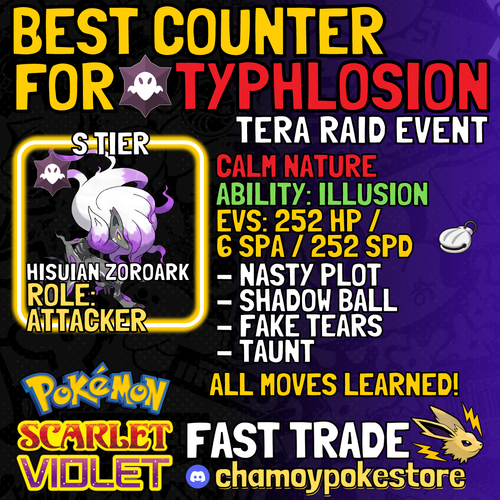 TYPHLOSION Tera Raid Counters ✨ BATTLE READY | SHINY ⚡ POKEMON SCARLET VIOLET ⚡ - Picture 2 of 29