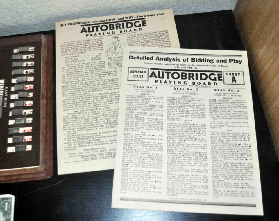 Vintage 1939 AutoBridge Travel Bridge Game. w/Game Sheet Packets & Strategies - Image 3 of 4