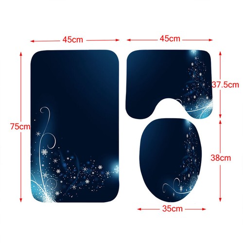 Bonito juego de cortinas de ducha de baño copos de nieve alfombra de baño antideslizante cubierta de tapa de inodoro - Imagen 14 de 16