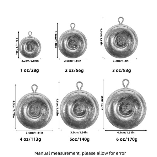 1oz-16oz Fishing Disc Sinkers Coin Sinkers Fishing Weights Fishing Lead Weights - Picture 15 of 18