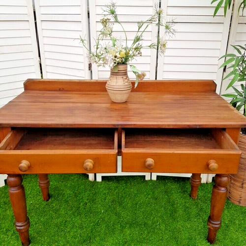 Pine Side Table - Victorian Style - Rustic - 2 Drawers - Picture 11 of 14