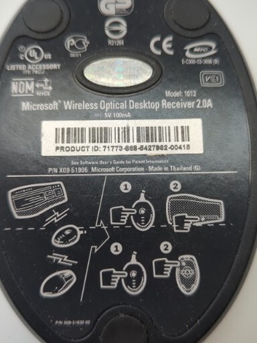 MICROSOFT X09-51906 Wireless Optical Desktop RECEIVER 2.0A Model 1012 Tested - Picture 6 of 7