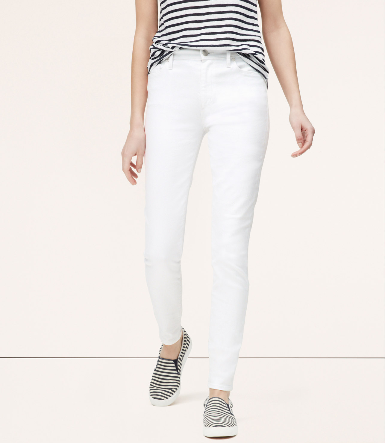 Ann Taylor LOFT Modern High Waist Skinny Ankle Jeans Pants in White Size 34 18 Ann Taylor LOFT Modern High Waist Skinny Ankle Jeans Pants in White Size 34 18