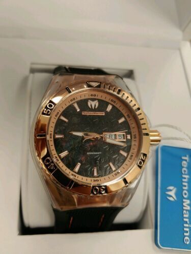Technomarine Cruise Monogram Black Dial 44mm Silicone Band Men s Watch