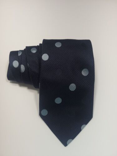 GIORGIO ARMANI Men's Silk Necktie ITALY Designer POLKA DOT Dark Blue - Picture 2 of 12
