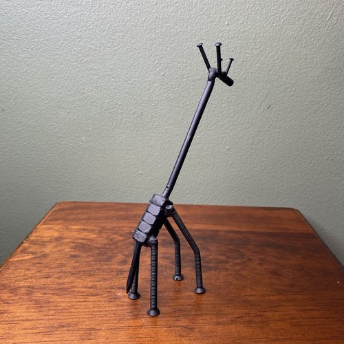 Vintage Metal Folk Art Mini Giraffe Made with Screws and Nails 6.75” - Picture 4 of 8