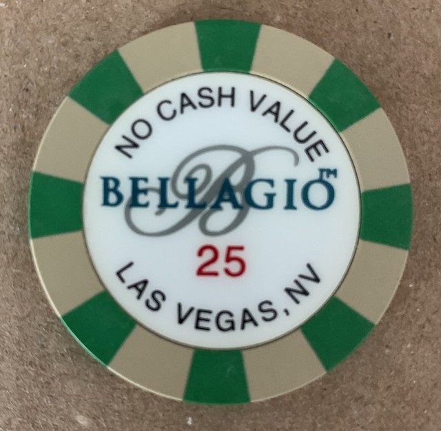 Las Vegas Bellagio Casino 25 NCV Chip — World Poker Tour Use — Live