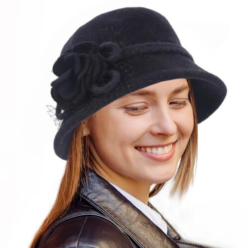 Women Wool Felt Hat Winter Church Vintage Bowler Bucket Cloche Hats 1920s 50s... - Picture 1 of 6