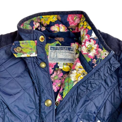 Joules Moredale Quilted Jacket Women's UK Size 12 Coat Navy Floral Slim Fit - Picture 3 of 20